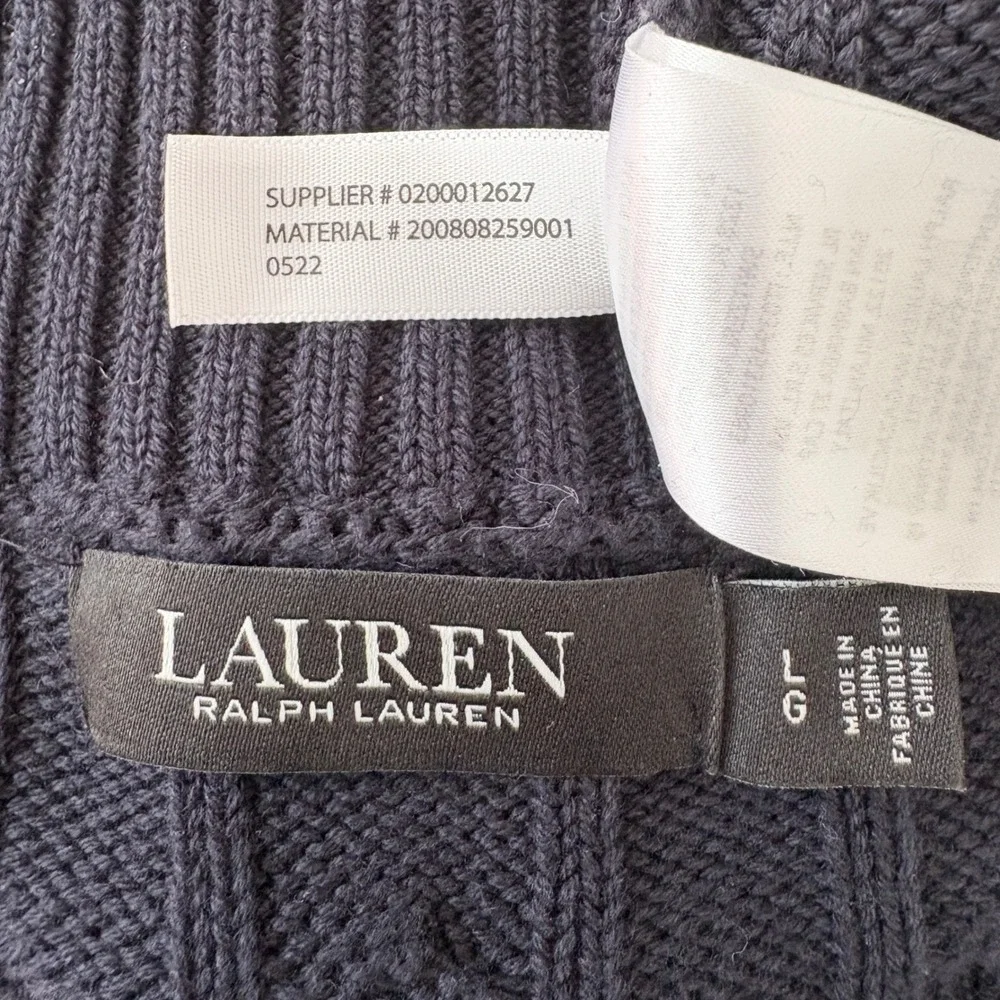 Lauren Ralph Lauren Cable Knit Wrap Dress, Womens Large Navy Blue - Picture 4 of 15